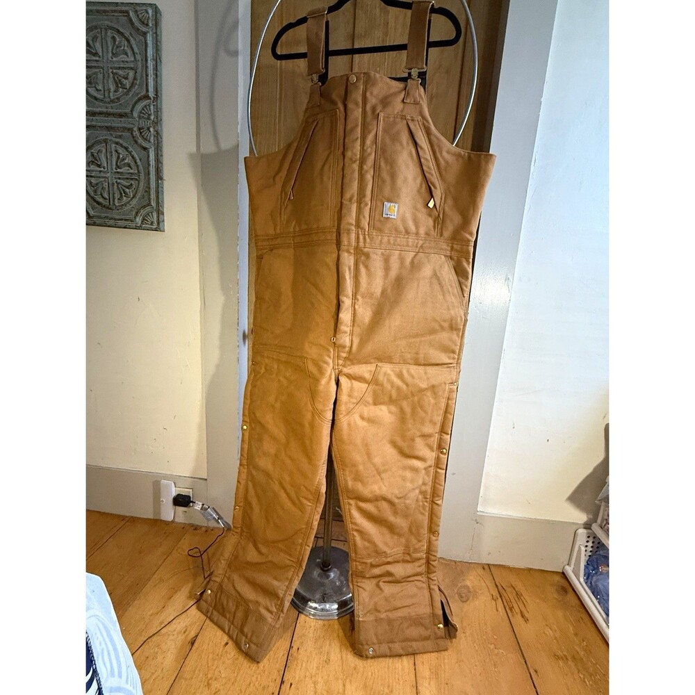 Carhartt Men’s quilted Insulated Bibs tan duck XL Short OR5470-M very heavy